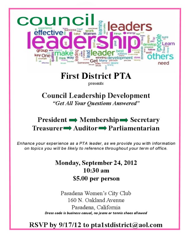 First District PTA Council Leadership Training & Association Meeting